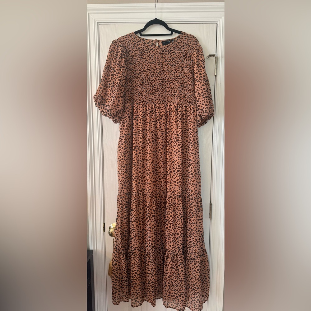 ASOS Maternity  Leopard Smocked Maxi Dress size 12